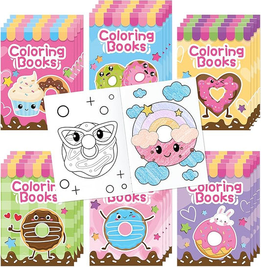 24Pcs Donut Coloring Books for Kids Bulk Cute Mini Coloring Booklet DIY Art Drawing Book with Dessert Doughnut for Toddlers Birthday School Party Favors Goodie Bag Filler