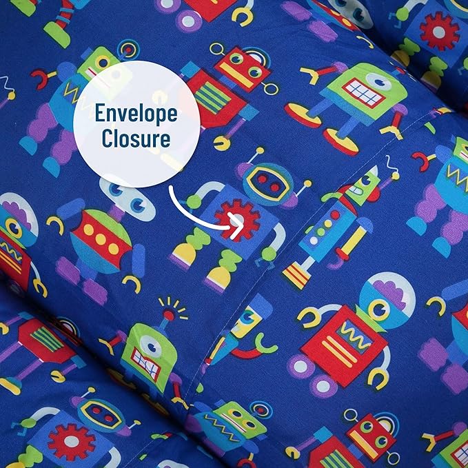 Wildkin Kids Microfiber Floor Lounger – Travel-Friendly, Sleepovers, Pillow Not Included - Robots