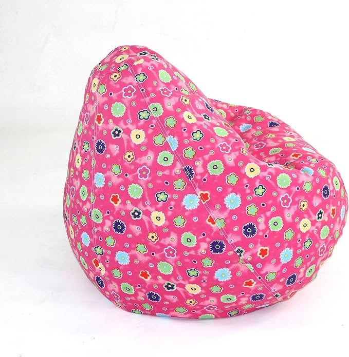 American Furniture Alliance Print Pure Bead Bean Bag Pink Flower, Child Large