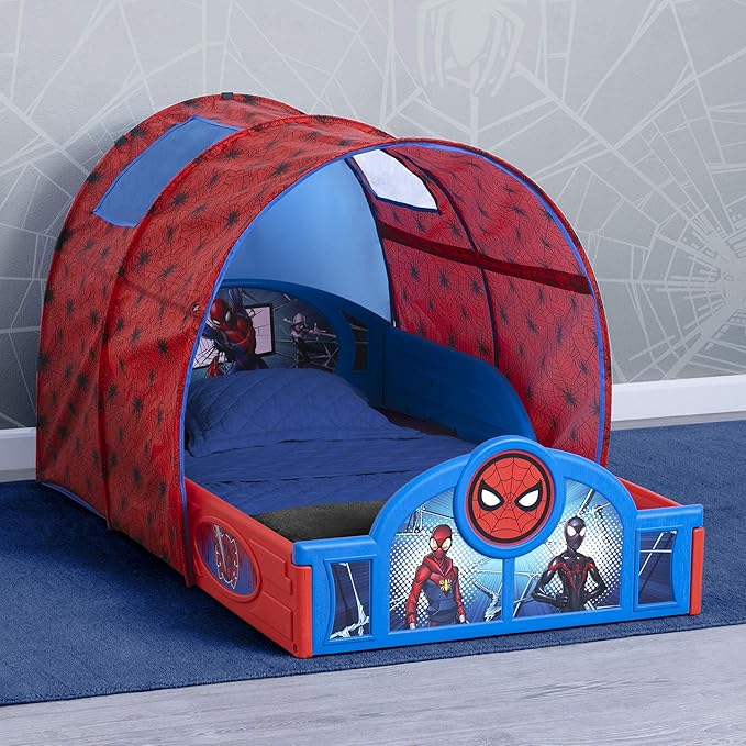 Delta Children Marvel Spider Man Sleep and Play Toddler Bed with Tent