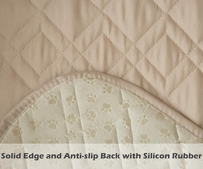 Ameritex Couch Sofa Slipcover 100% Waterproof Nonslip Quilted Furniture Protector Slipcover for Dogs, Children, Pets Sofa Slipcover Machine Washable (Beige, 78")