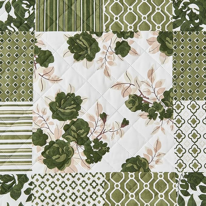 Great Bay Home Reversible Patchwork Sofa Cover - Washable Slipcover Furniture Protector with Elastic Straps - Couch Cover for Dogs, Kids, and Pets - Box-Stitched Detail (Sofa, Olive/Brown)