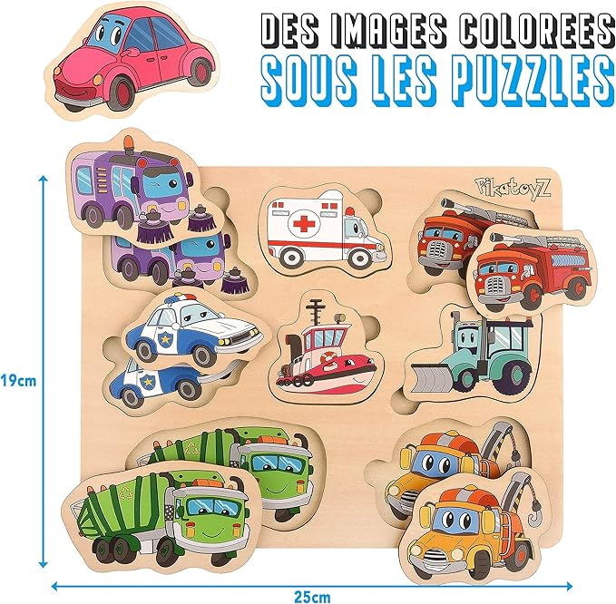 Montessori Wooden Puzzles for 1-3 Year Olds - Peg Puzzles for Toddlers - Educational and Learning Toys - Wooden Toys for 1+ Year Olds - Travel-Friendly Baby Puzzles