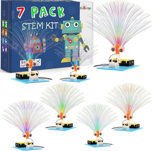 7 Set Bulk STEM Kit Individual Craft Kits for Kids, Science Projects Crafts Group Activity, Light Experiments Circuit Toys, Fun Fiber Optic STEAM Activities for Boys Girls Ages 6-8 8-12 6 8 10 Year
