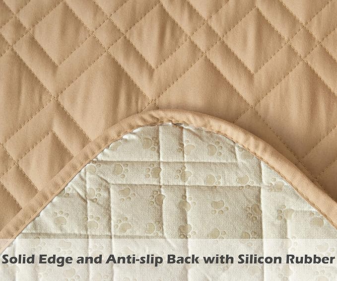 Ameritex Couch Sofa Slipcover 100% Waterproof Nonslip Quilted Furniture Protector Slipcover for Dogs, Children, Pets Sofa Slipcover Machine Washable (Sand, 68")