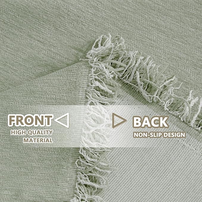 MYSKY HOME Sectional Couch Cover Blanket Living Room Furniture Protector for Pets, Farmhouse Home Decor Sofa Covers Tassel Chenielle Sofa Slipcover Soft Throw Couch for Dogs,71" X 118", Sage Green