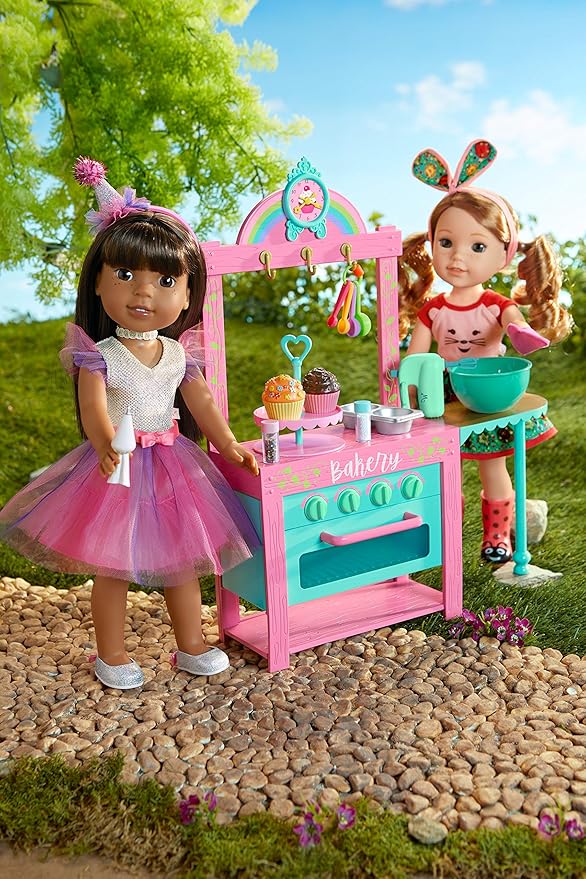 American Girl WellieWishers 14.5-inch Doll Birthday Cupcake Kitchen Playset with Oven and Baking Equipment, For Ages 4+