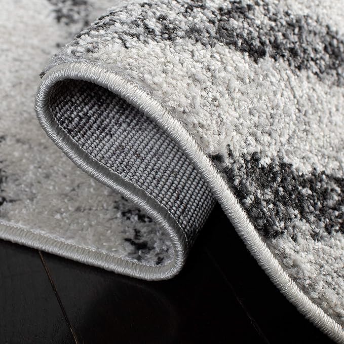 SAFAVIEH Adirondack Collection Runner Rug - 2'6" x 8', Ivory & Grey, Modern Geometric Distressed Design, Non-Shedding & Easy Care, Ideal for High Traffic Areas in Living Room, Bedroom (ADR253A)