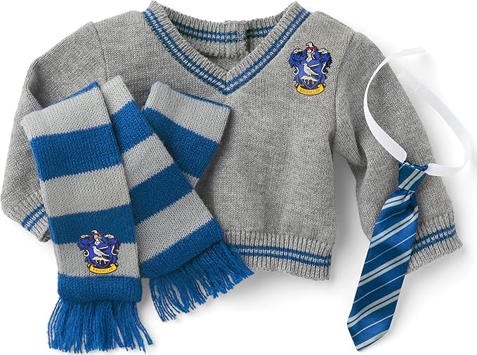 American Girl Harry Potter 18-inch Doll Ravenclaw Outfit with Sweater, Tie, and Scarf Featuring House Crest, For Ages 6+