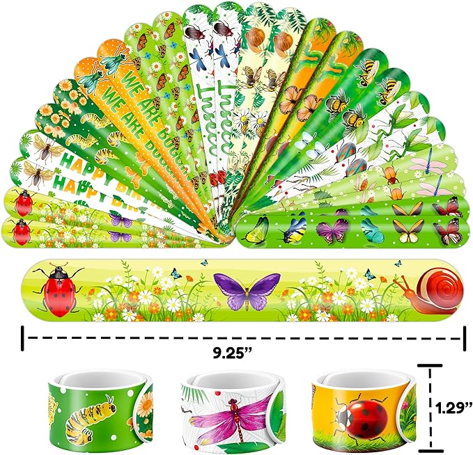 48 Bug 24PCS Bug Temporary Tattoos Sticker 24PCS Slap Bracelets Perfect for Themed Birthday Party Favors Baby Showers or Classroom Rewards Ideal Decor and Gifts for Girls and Boys