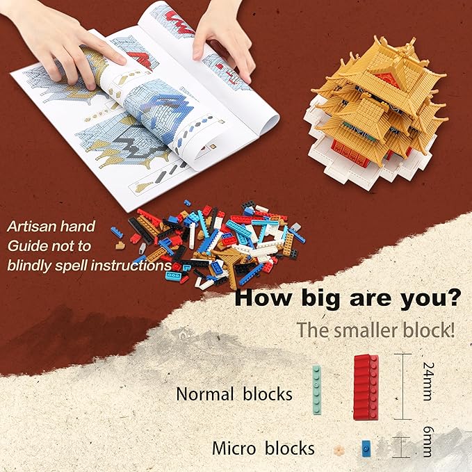 Architecture Building Sets for Adults Micro Mini Blocks, Turret of Palace Building Bricks Set for Kids, Chinese Architecture Kits Creative Present for Ages of 14+(2460PCS)