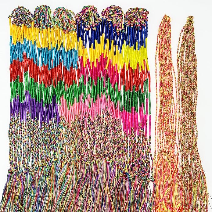 Allazone Handmade Braided Bracelets Assorted Colors Friendship Cords Thread Bracelets, Colorful String Thread Bracelets Friendship Cords Strand Bracelet for Party Favors Supplies
