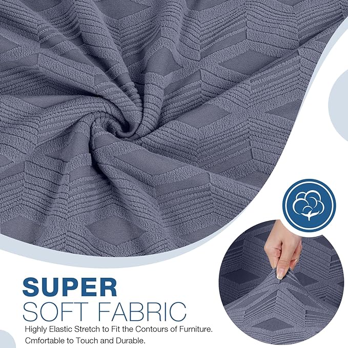 TAOCOCO Recliner Cover 3 Pieces Recliner Chair Covers, Stretch Jacquard Reclining Chair Cover, Furniture Protector Sofa Slipcovers Couch Covers with Elastic Bottom for Kids, Pets (Grey)