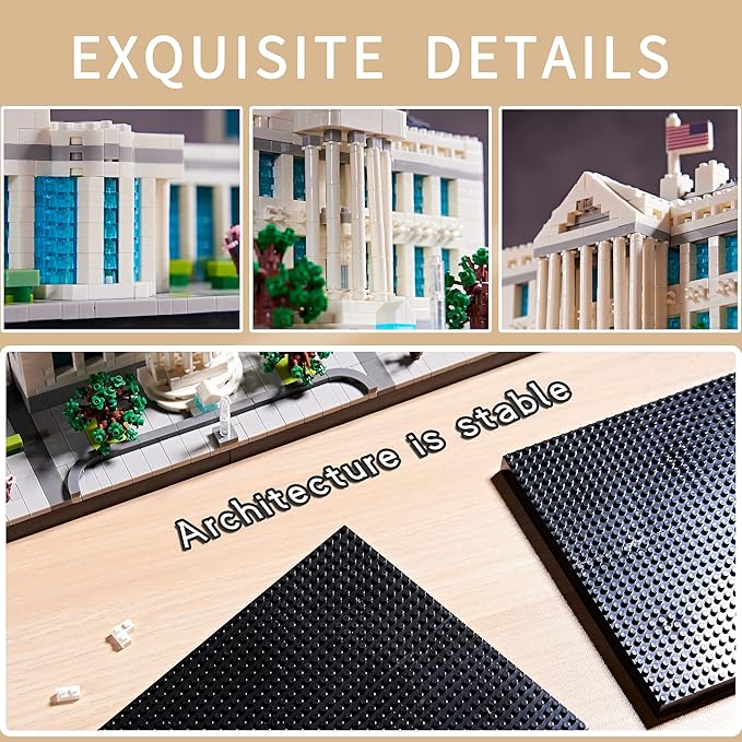 Architecture White House Modle Kit Micro Building Blocks Sets for Adults World Famous Landmark Collection Set U.S. Capital 3520 PCS for Teens 14+