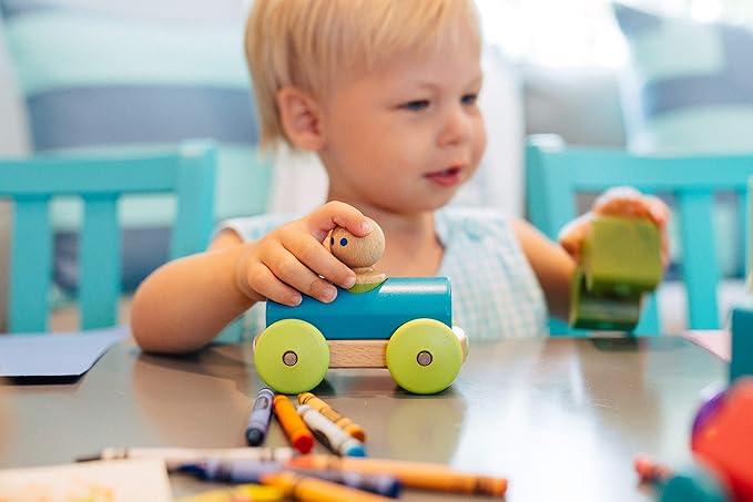 3 Piece Tegu Magnetic Racer Building Block Set, Orange