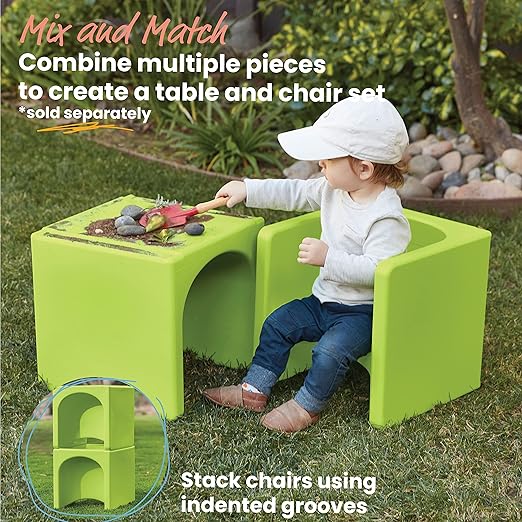 ECR4Kids Tri-Me 3-In-1 Cube Chair, Kids Furniture, Lime Green