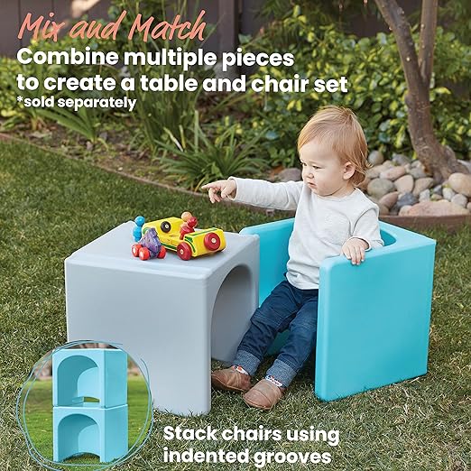 ECR4Kids Tri-Me 3-In-1 Cube Chair, Kids Furniture, Cyan