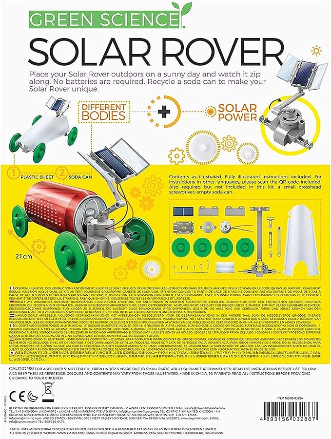 4M Green Science Solar Rover, DIY STEAM Powered Kids Science Kit, Boys & Girls Ages 5+