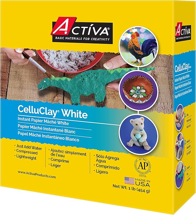 ACTIVA CelluClay Instant Papier Mache, 1 pound, White