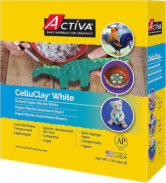 ACTIVA CelluClay Instant Papier Mache, 1 pound, White