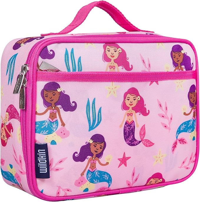 Wildkin Kids Insulated Lunch Box Bag for Boys & Girls, Reusable Kids Lunch Box is Perfect for Elementary, Ideal Size for Packing Hot or Cold Snacks for School & Travel Bento Bags (Groovy Mermaids)