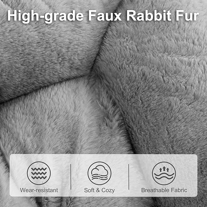 Comfy Saucer Chair, Foldable Living Room Chairs, Soft Faux Fur Lounge Chair for Bedroom, Reading Chairs for Adults, Kids, X-Large (Grey)