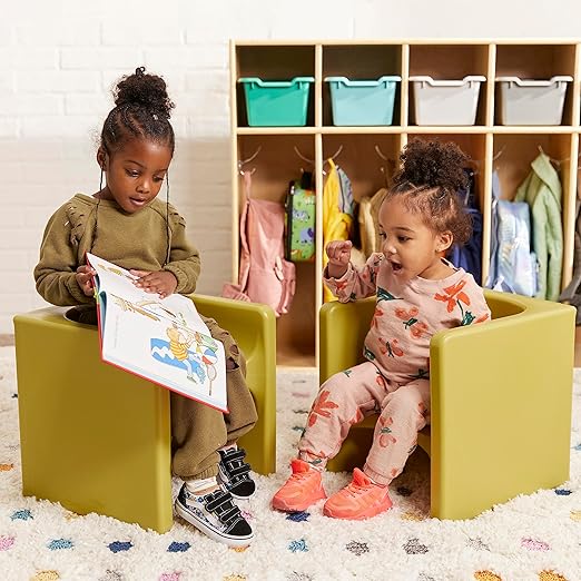 ECR4Kids Tri-Me 3-In-1 Cube Chair, Kids Furniture, Fern Green