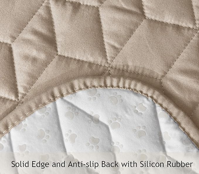 Ameritex Couch Sofa Slipcover 100% Waterproof Nonslip Quilted Furniture Protector Slipcover for Dogs, Children, Pets Sofa Slipcover Machine Washable (Beige, 78'')