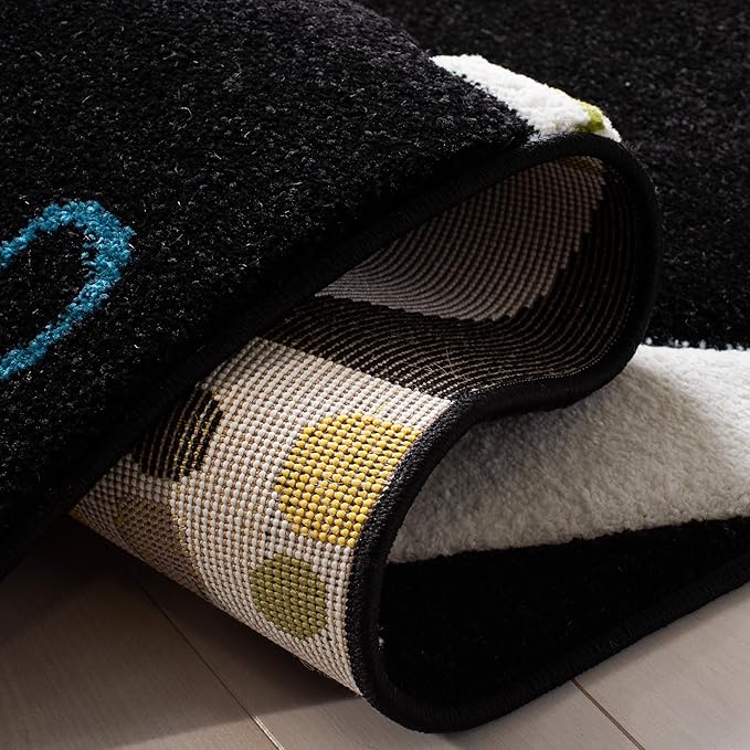 SAFAVIEH Carousel Kids Collection Runner Rug - 2' x 8', Black & Ivory, Non-Shedding & Easy Care, Ideal for High Traffic Areas for Boys & Girls in Playroom, Nursery, Bedroom (CRK167Z)