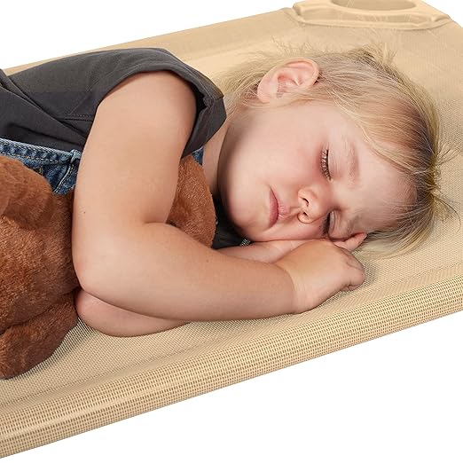 ECR4Kids Stackable Kiddie Cot, Ready-to-Assemble, Standard Size, Classroom Furniture, Sand, 6-Pack