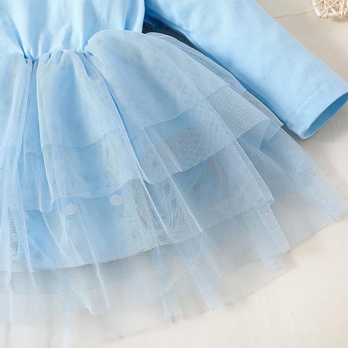 Baby Girl Ruffle Sleeve Romper Dress Outfit Newborn Princess Tulle Dresses Infant Jumpsuit Tutu Skirt Set Clothes