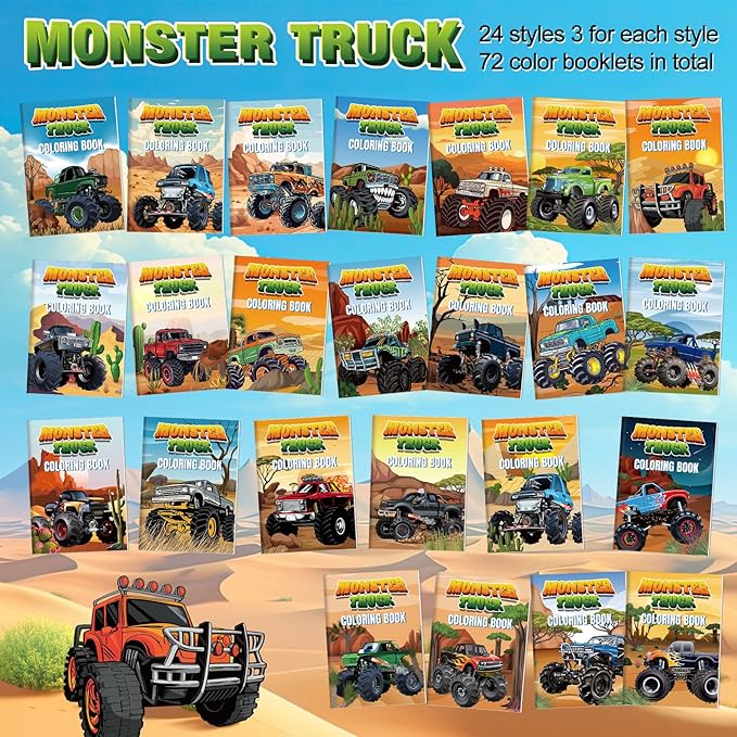 72 Pcs Truck Coloring Book Coloring Books Bulk, DIY Coloring Book for Adult Stress Relief Drawing Book with Train Truck Car for Party Favors Goodie Bag Filler Gifts
