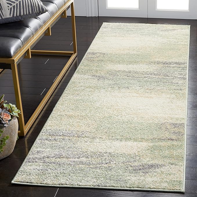 SAFAVIEH Adirondack Collection Runner Rug - 2'6" x 14', Ivory & Sage, Modern Abstract Design, Non-Shedding & Easy Care, Ideal for High Traffic Areas in Living Room, Bedroom (ADR112W)