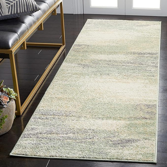 SAFAVIEH Adirondack Collection Runner Rug - 2'6" x 14', Ivory & Sage, Modern Abstract Design, Non-Shedding & Easy Care, Ideal for High Traffic Areas in Living Room, Bedroom (ADR112W)