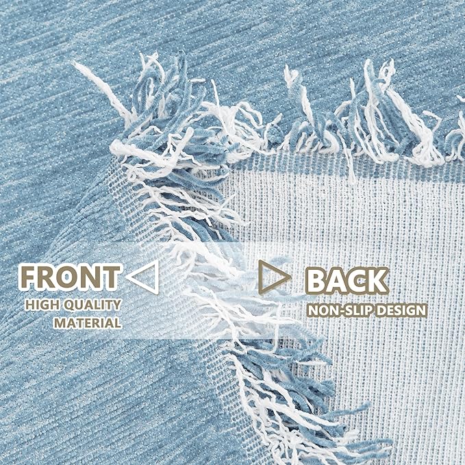 MYSKY HOME Couch Covers Loveseat Couch Cover Blanket Blue Chenille Sofa Covers with Tassel Edge Living Room Large Futon Sofa Slipcovers Simple Practical Furniture Protector for Dogs Pet 91"x 118"
