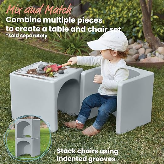 ECR4Kids Tri-Me 3-In-1 Cube Chair, Kids Furniture, Light Grey