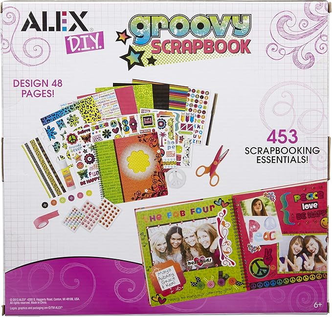 Alex Craft Groovy Scrapbook Kids Art and Craft Activity, Design 48 Pages, Allows Children to be Creative and Use their Imagination, Super Fun & Easy, For Ages 6 and up