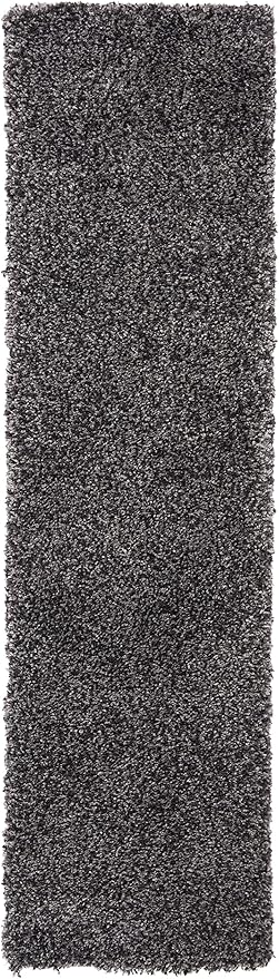 SAFAVIEH Royal Shag Collection Runner Rug - 2'2" x 8', Charcoal, Non-Shedding & Easy Care, 2-inch Thick Ideal for High Traffic Areas in Living Room, Bedroom (RYG117H)