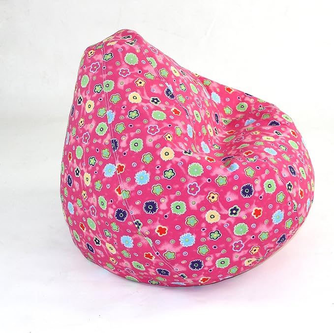 American Furniture Alliance Print Pure Bead Bean Bag Pink Flower, Child Large