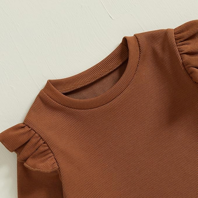 Fernvia Toddler Baby Girl Fall Winter Skirt Set Turtleneck Ribbed Long Sleeve T-Shirt Top & Plaid Skirts Dress 2Pcs Outfits