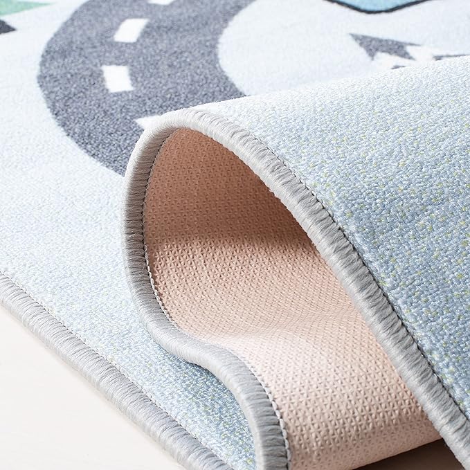 SAFAVIEH Kids Playhouse Collection Area Rug - 7'9" x 10', Grey & Blue, Non-Shedding Machine Washable & Slip Resistant Ideal for High Traffic Areas for Boys & Girls in Playroom, Bedroom (KPH226F)