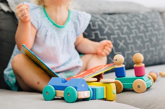 3 Piece Tegu Magnetic Racer Building Block Set, Poppy Big Top