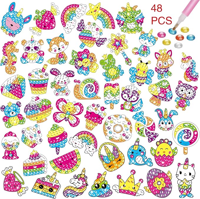 5D Diamond Craft Kits Stickers for Kids,Gem Kids' Paint by Number Kits Mosaic Sticker - Best Gifts for Girls Over Ages 6+ Easy for Kids Beginners