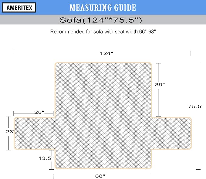 Ameritex Couch Sofa Slipcover 100% Waterproof Nonslip Quilted Furniture Protector Slipcover for Dogs, Children, Pets Sofa Slipcover Machine Washable (Dark Grey, 68")