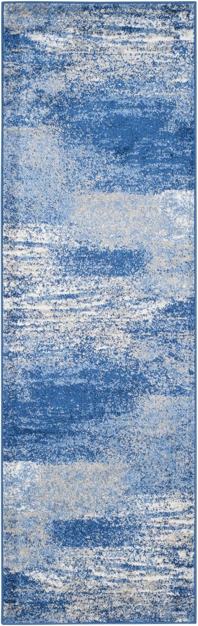 SAFAVIEH Adirondack Collection Runner Rug - 2'6" x 14', Silver & Blue, Modern Abstract Design, Non-Shedding & Easy Care, Ideal for High Traffic Areas in Living Room, Bedroom (ADR112F)