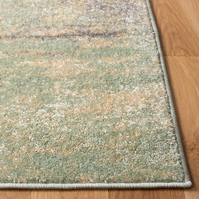 SAFAVIEH Adirondack Collection Runner Rug - 2'6" x 6', Ivory & Sage, Modern Abstract Design, Non-Shedding & Easy Care, Ideal for High Traffic Areas in Living Room, Bedroom (ADR112W)