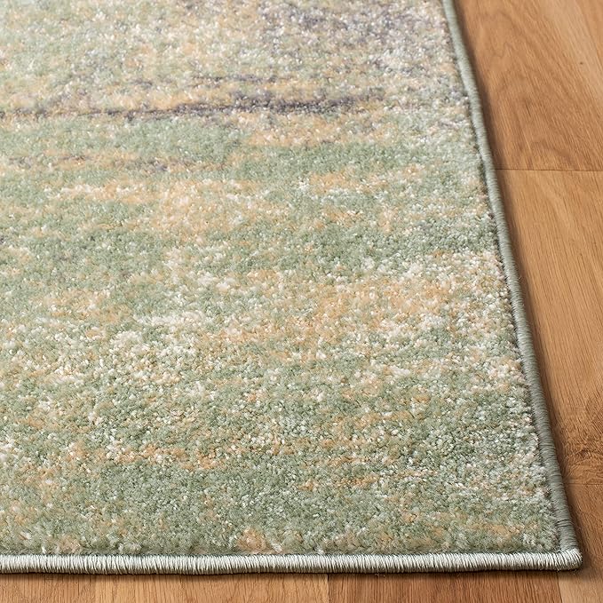 SAFAVIEH Adirondack Collection Runner Rug - 2'6" x 8', Ivory & Sage, Modern Abstract Design, Non-Shedding & Easy Care, Ideal for High Traffic Areas in Living Room, Bedroom (ADR112W)