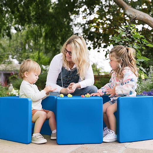 ECR4Kids Tri-Me 3-In-1 Cube Chair, Kids Furniture, Blue