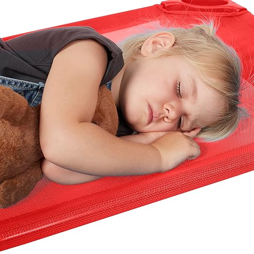 ECR4Kids Stackable Kiddie Cot, Ready-to-Assemble, Standard Size, Classroom Furniture, Red, 6-Pack