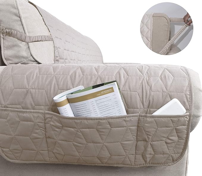 Ameritex Couch Sofa Slipcover 100% Waterproof Nonslip Quilted Furniture Protector Slipcover for Dogs, Children, Pets Sofa Slipcover Machine Washable (Beige, 68'')